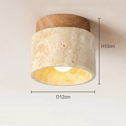 Perfecsy yellow marble ceiling lamp, cream cylinder with wooden cap, hotel lobby decor on Tampa Home & Garden Store