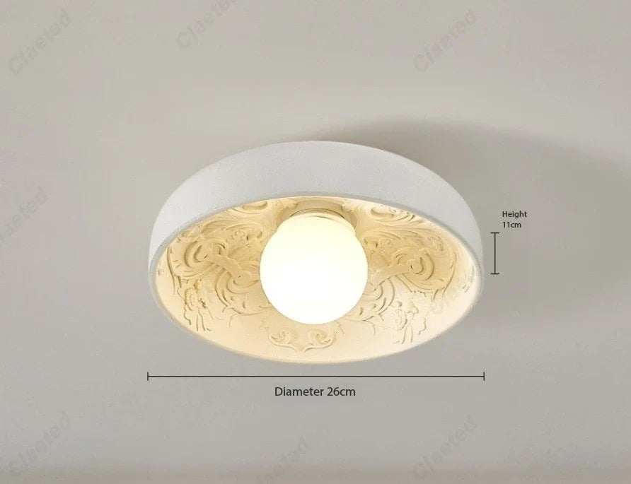 European LED ceiling lamp cream finish with ornate inner rim, 26cm dia, 11cm height by Perfecsy on Tampa Home & Garden Store