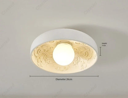 European LED ceiling lamp cream finish with ornate inner rim, 26cm dia, 11cm height by Perfecsy on Tampa Home & Garden Store
