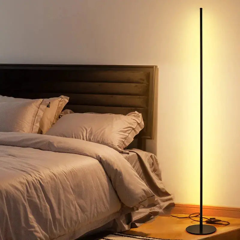 DecorBites LED Floor Lamp 15W black aluminum paint, warm bedside lighting beside bed on Tampa Home & Garden Store