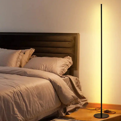 DecorBites LED Floor Lamp 15W black aluminum paint, warm bedside lighting beside bed on Tampa Home & Garden Store