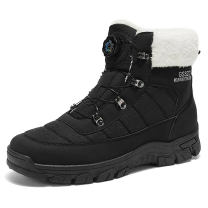 Mens winter snow boots black with white fleece collar, rugged sole by UpTrend Deals on Tampa Home & Garden Store