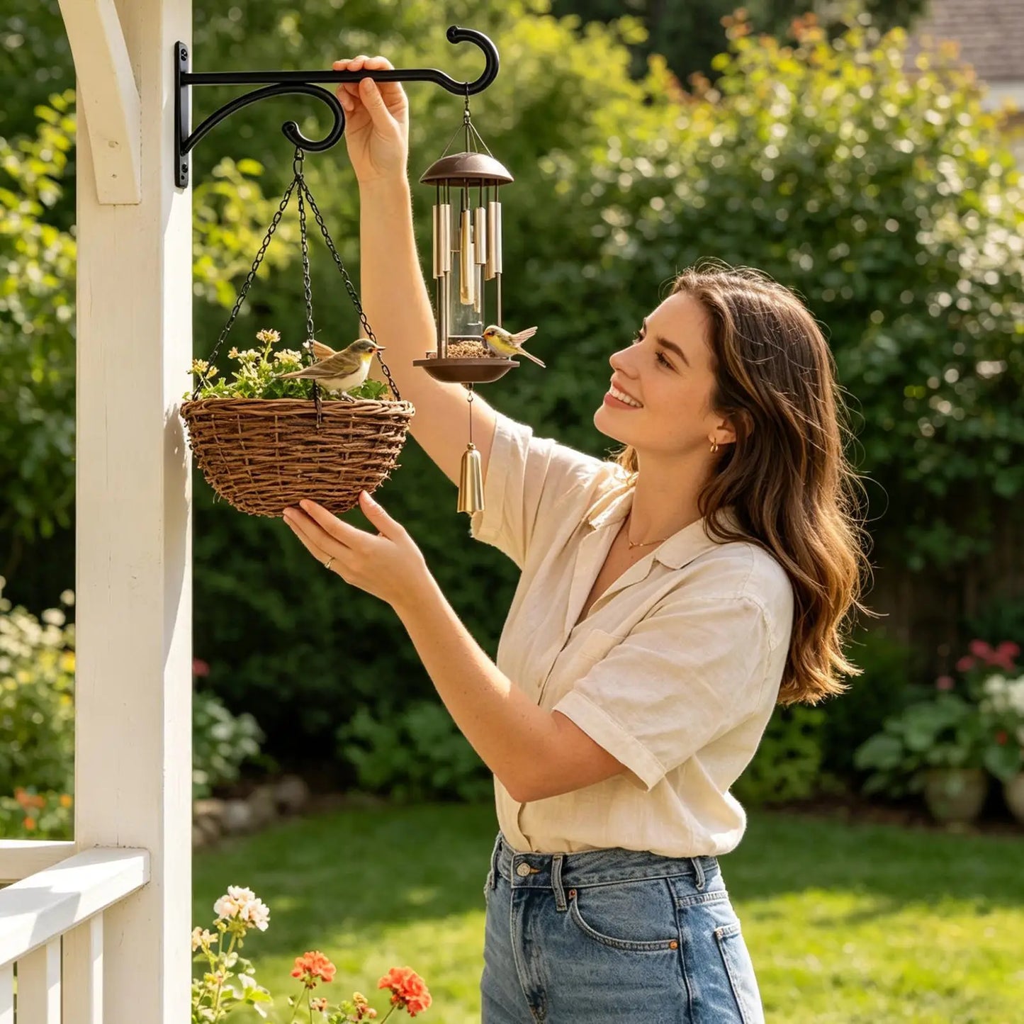 Pair Of Wall Iron Hooks For Outdoor or Garden Use