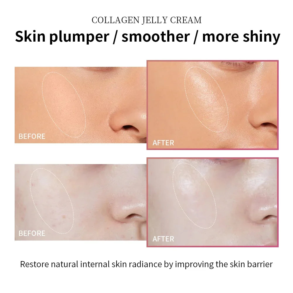 Anti aging collagen jelly cream Silcy Skin before after closeups show smoother radiant skin on Tampa Home & Garden Store