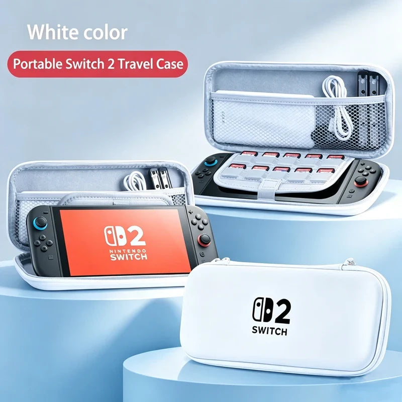Portable Nintendo Switch 2 travel case in white EVA with shockproof shell and game card slots on Tampa Home & Garden Store