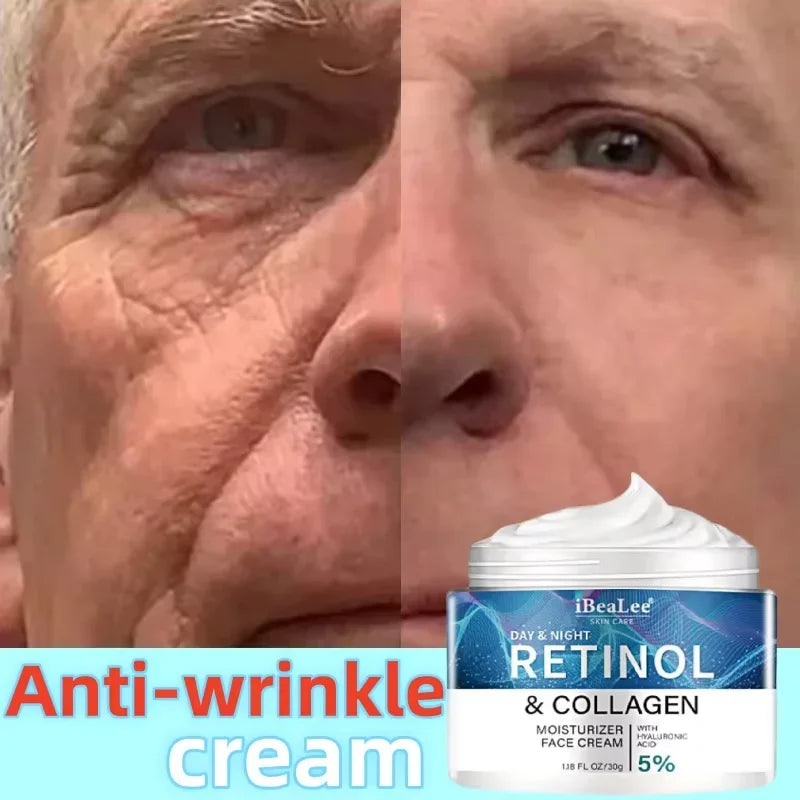 Retinol anti-wrinkle cream for men by Silcy Skin, blue-label jar with white cream on Tampa Home & Garden Store
