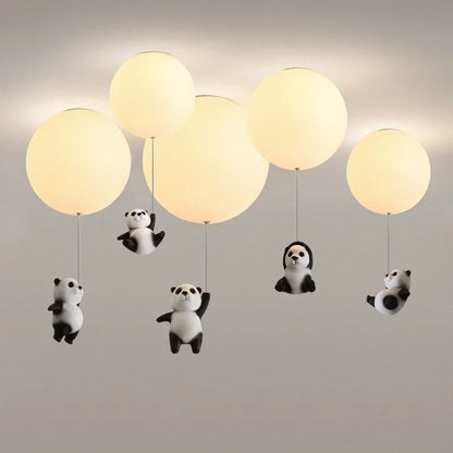 DecorBites Kids Bear LED Ceiling Chandelier with five warm white globe lights and panda charms on Tampa Home & Garden Store