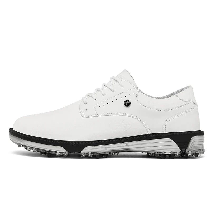 Men's golf shoe EstaliosFit white waterproof leather with spiked outsole on Tampa Home & Garden Store