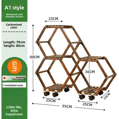 Solid Wood Plant Stand for Garden and Patio