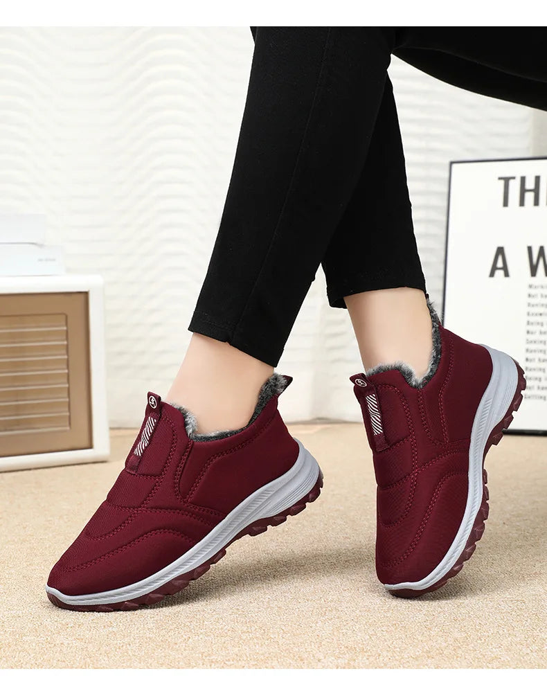 Pair of women's winter snow boots UpTrend Deals maroon faux fur lining non-slip outsole on Tampa Home & Garden Store