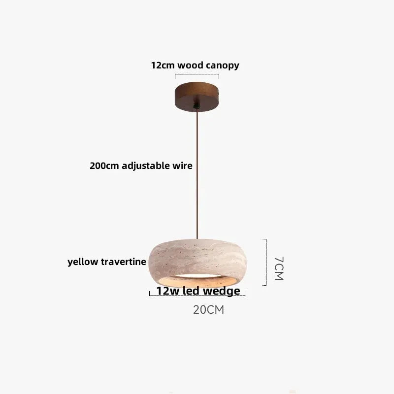 DecorBites LED pendant lamp yellow travertine shade black iron 12W wedge light on Tampa Home & Garden Store