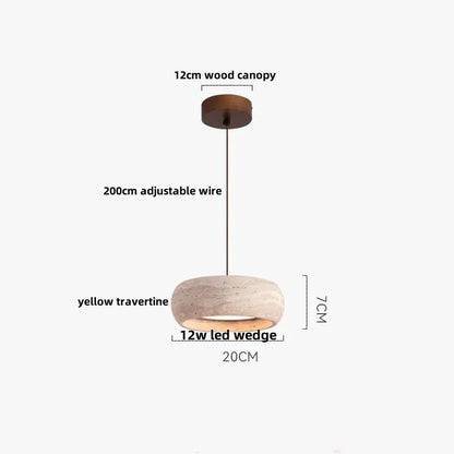 DecorBites LED pendant lamp yellow travertine shade black iron 12W wedge light on Tampa Home & Garden Store