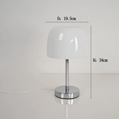 Perfecsy medieval glass table lamp with chrome stem and white glass shade on Tampa Home & Garden Store