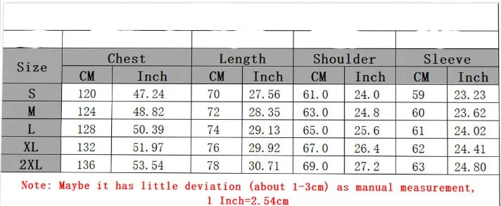 UpTrend Deals Men's Balaclava Hoodie size chart with chest, length, shoulder and sleeve measurements S–2XL on Tampa Home & Garden Store