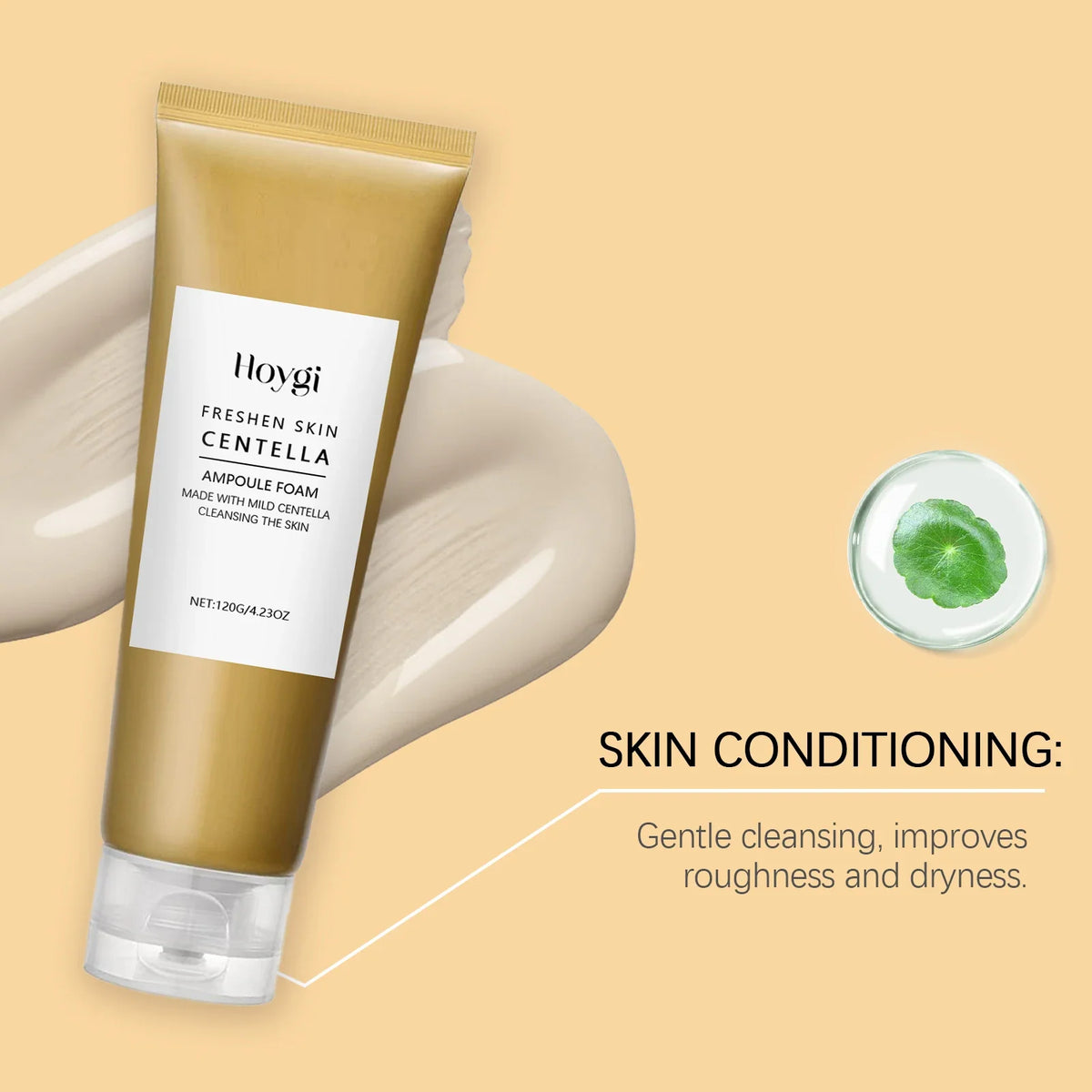 Centella Deep Cleansing Foam facial cleanser in a gold tube with white label Silcy Skin brand on Tampa Home & Garden Store