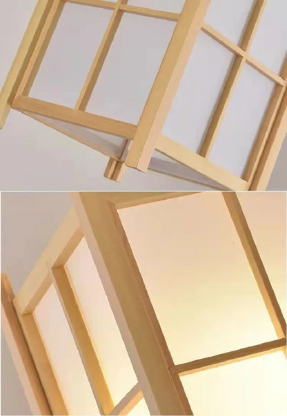 Solid wooden pendant light with square grid frame in natural finish for E27 on Tampa Home & Garden Store