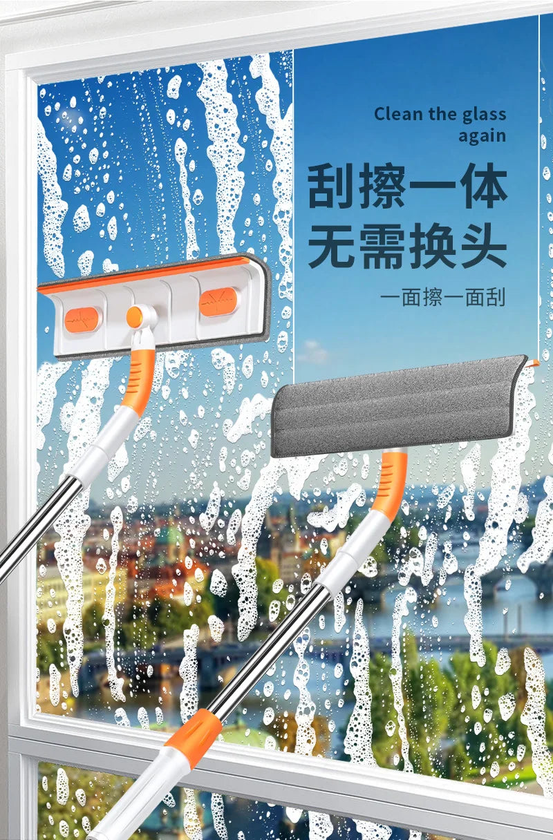 Telescopic Window Cleaning Mop with microfiber squeegee, orange accents UpTrend Deals on Tampa Home & Garden Store