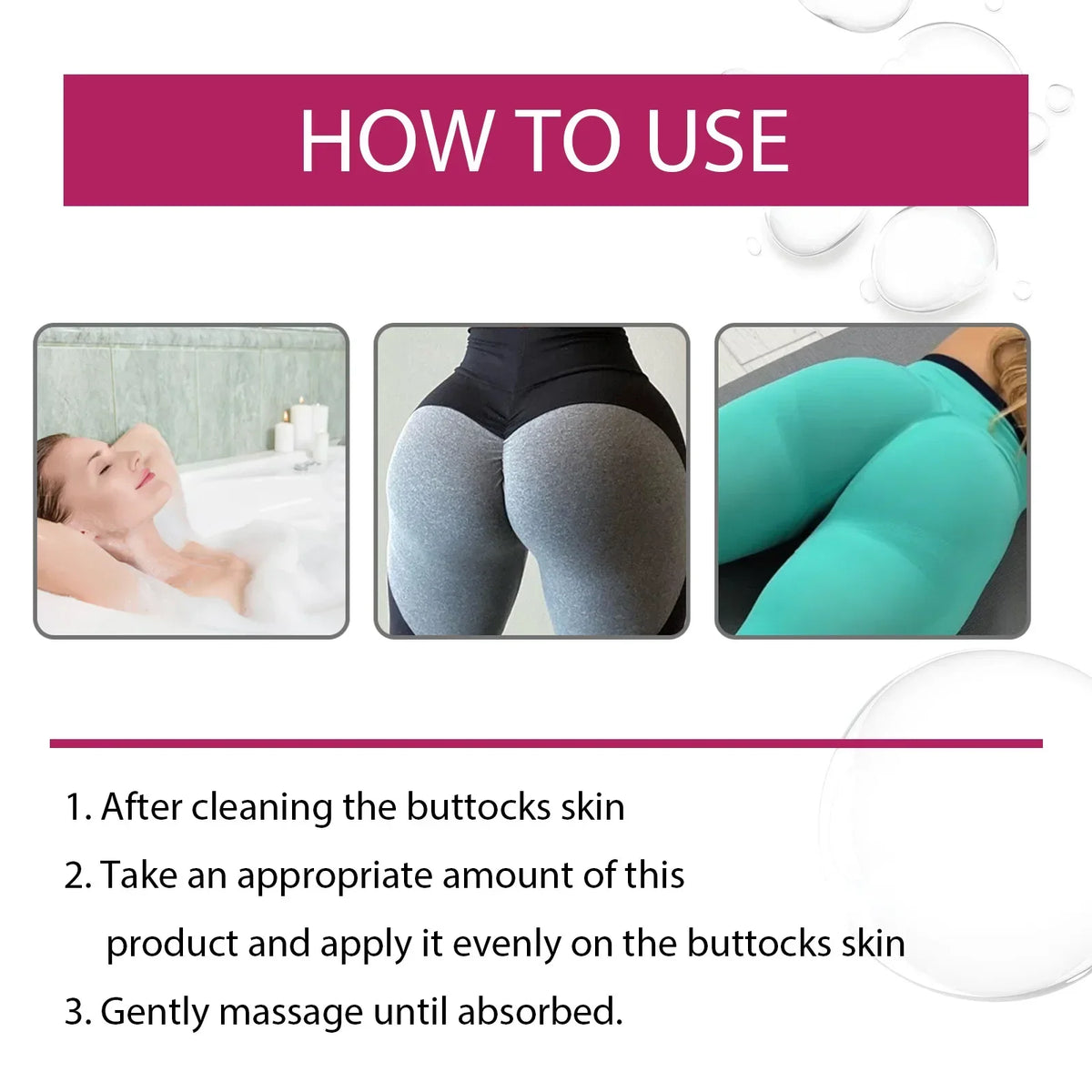 Oceaura Hip Lifting Cream by Silcy Skin 3 image guide grey leggings buttocks teal leggings on Tampa Home & Garden Store