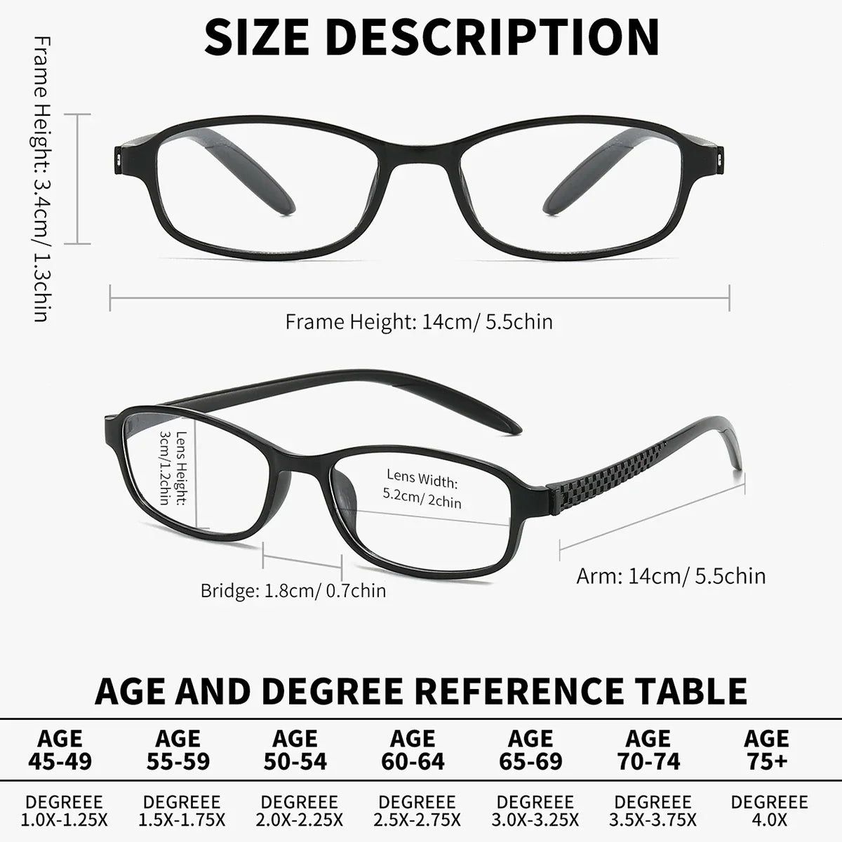 BARCUR presbyopia reading glasses with black plastic frame and mirror legs by Stevvex on Tampa Home & Garden Store