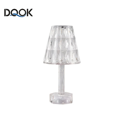 Diamond Crystal Projection Night Light USB Touch Control Bedside Desk Lamp Decor