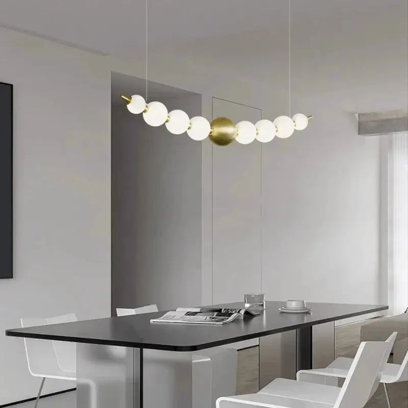 DecorBites LED Pendant Chandelier with frosted white globes and gold accents for modern dining on Tampa Home & Garden Store