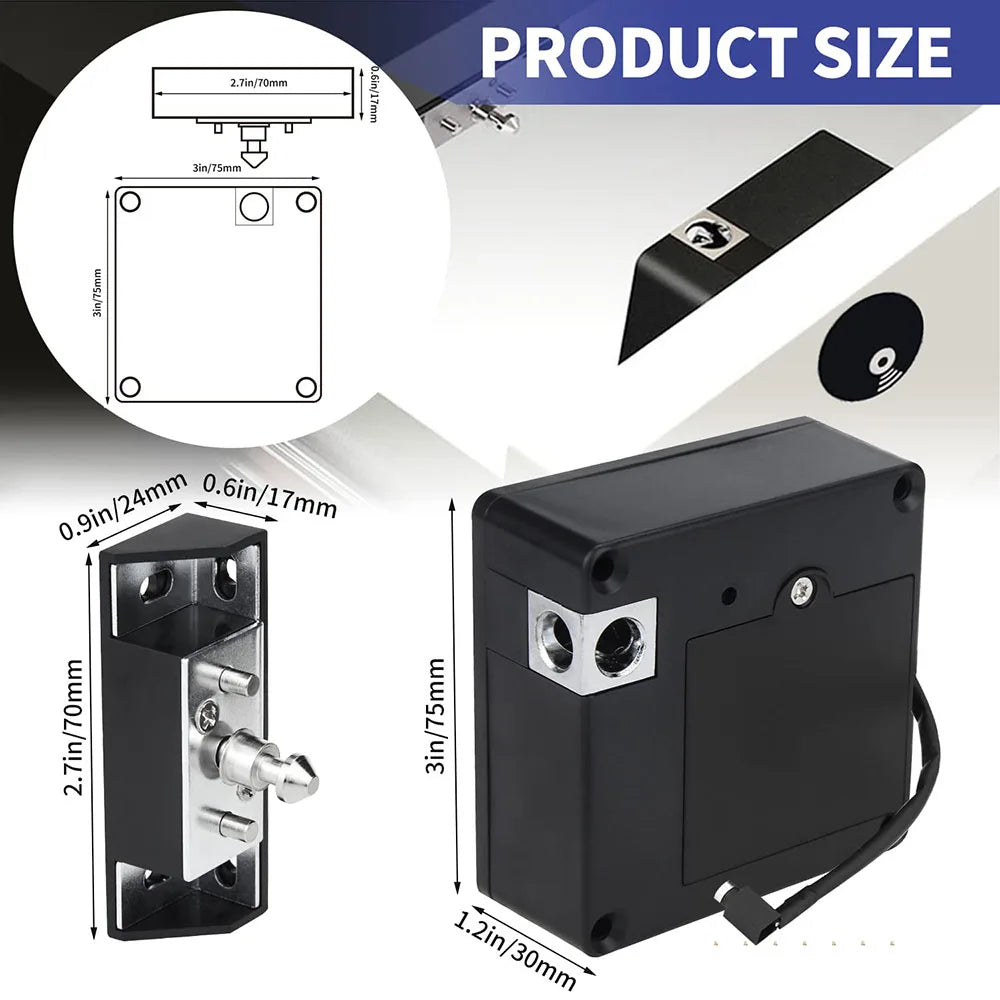 Invisible RFID Cabinet Lock for wooden cabinets, black housing with mounting hardware on Tampa Home & Garden Store