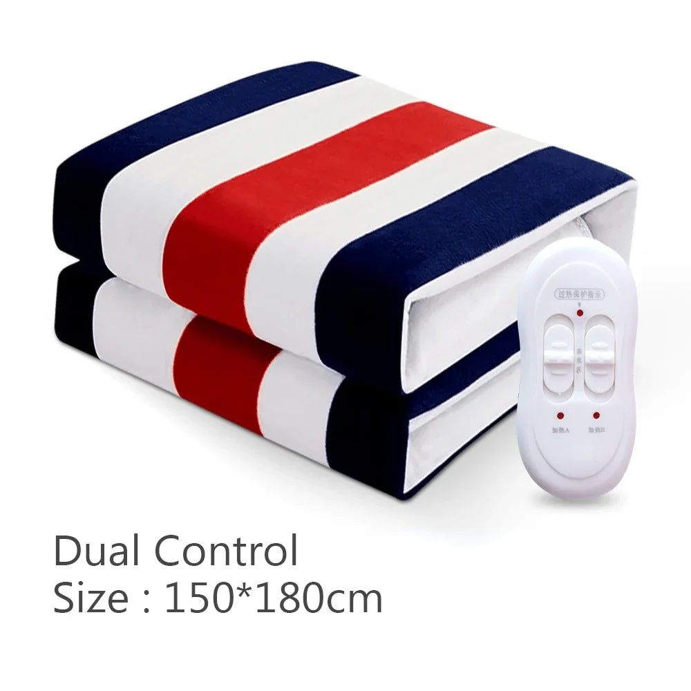 Silcy Skin dual-control heated blanket, red white blue two-piece 150x180cm with remote on Tampa Home & Garden Store