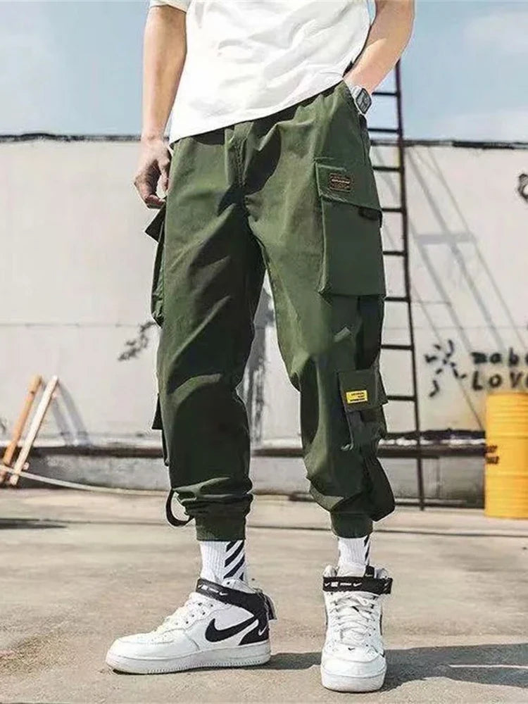 Men's cargo joggers olive green with multiple pockets by UpTrend Deals, streetwear style on Tampa Home & Garden Store