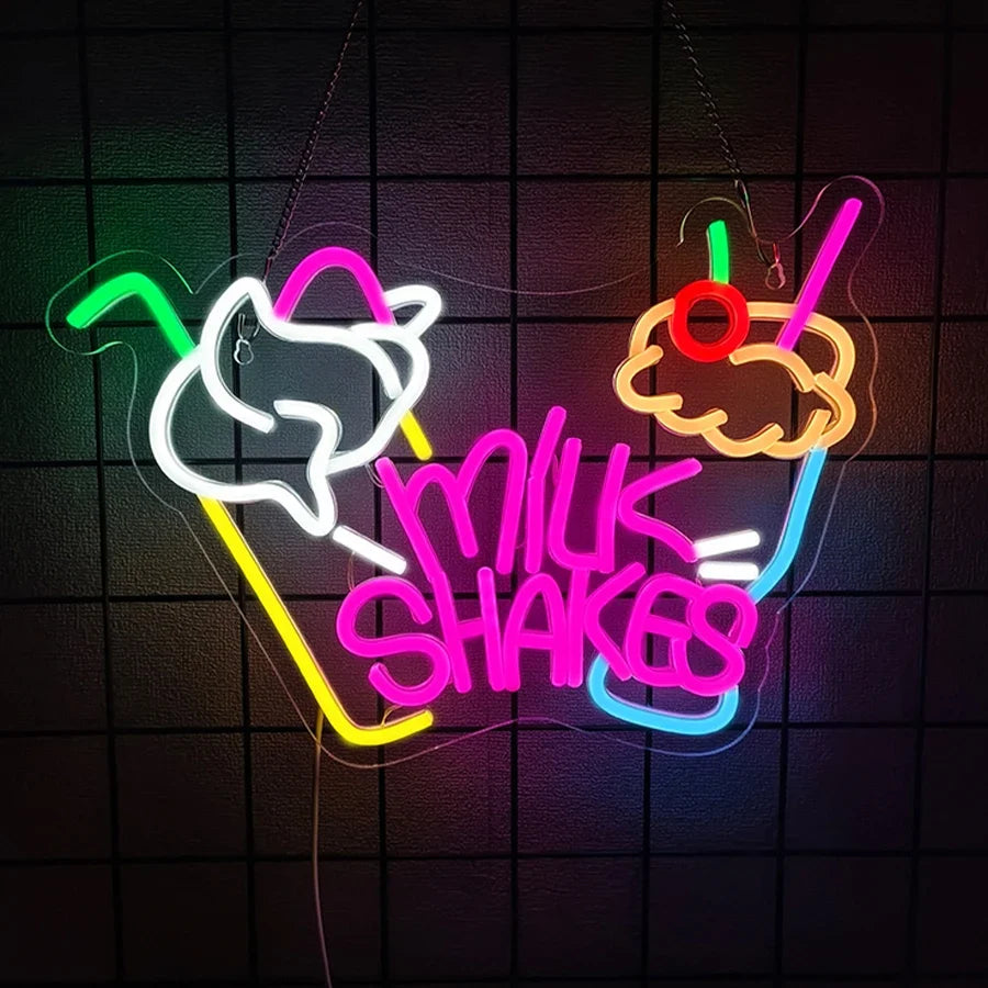Perfecsy Dessert Series LED neon sign for wall decor with colorful milkshakes ice cream design on Tampa Home & Garden Store
