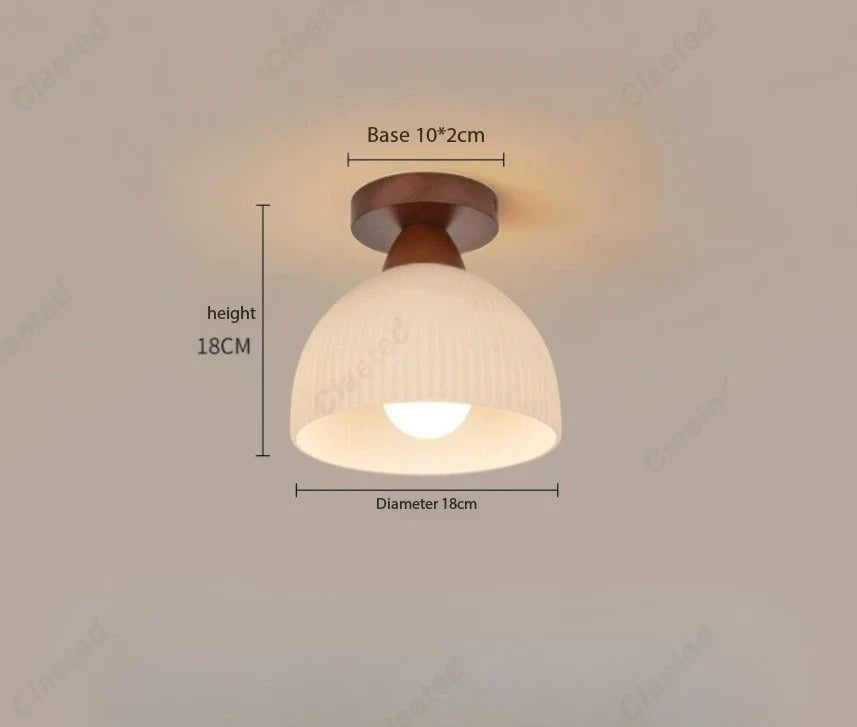 Perfecsy Japanese LED cream wind glass ceiling lamp with ribbed shade, 18cm dia on Tampa Home & Garden Store
