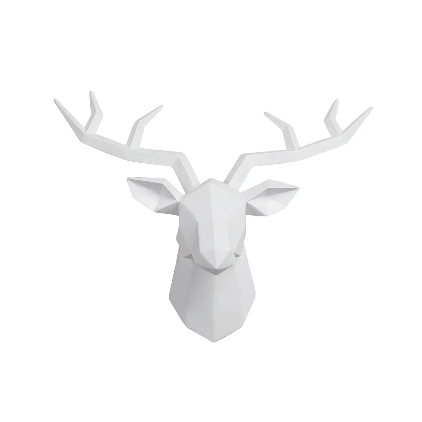Deer head wall sculpture white geometric elk statue with angular antlers Perfecsy on Tampa Home & Garden Store