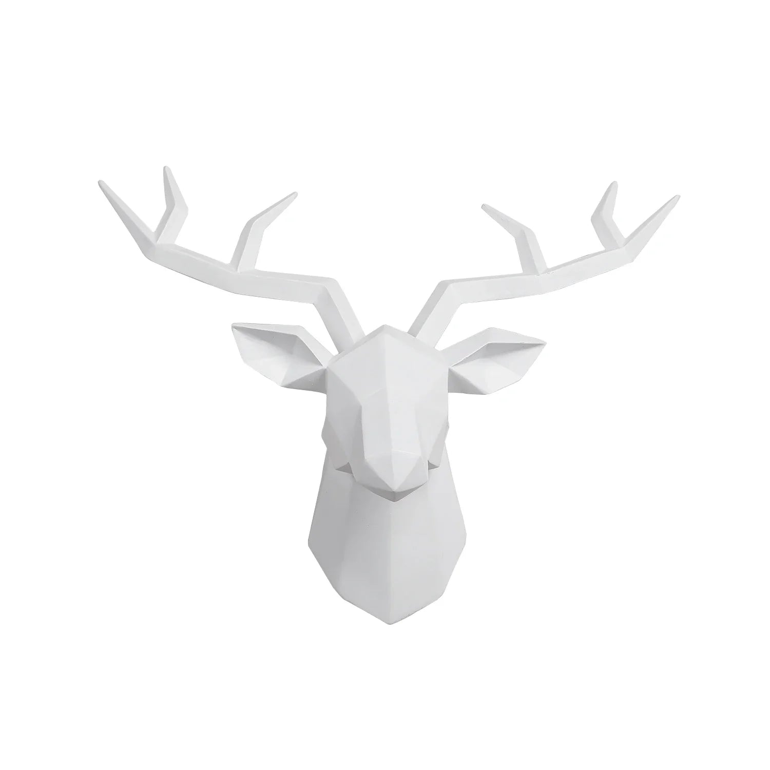 Deer head wall sculpture white geometric elk statue with angular antlers Perfecsy on Tampa Home & Garden Store