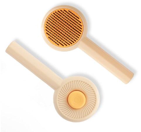 Stevvex pet grooming brush set with dual massage comb heads beige plastic handles for cats and dogs on Tampa Home & Garden Store
