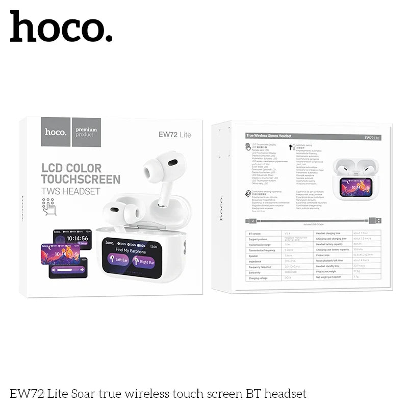 HOCO EW72 Lite wireless in-ear Bluetooth headset with LED power display and charging case white (2 earbuds) on Tampa Home & Garden Store