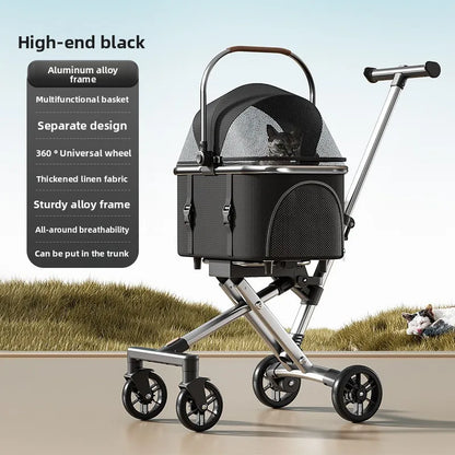Pet Zen 3-in-1 Pet Stroller with carrier for dogs and cats up to 20 lbs black aluminum frame on Tampa Home & Garden Store