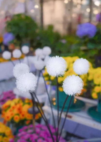 Perfecsy 6-head solar LED dandelion garden lights with white pom-pom bulbs on stakes for lawn on Tampa Home & Garden Store