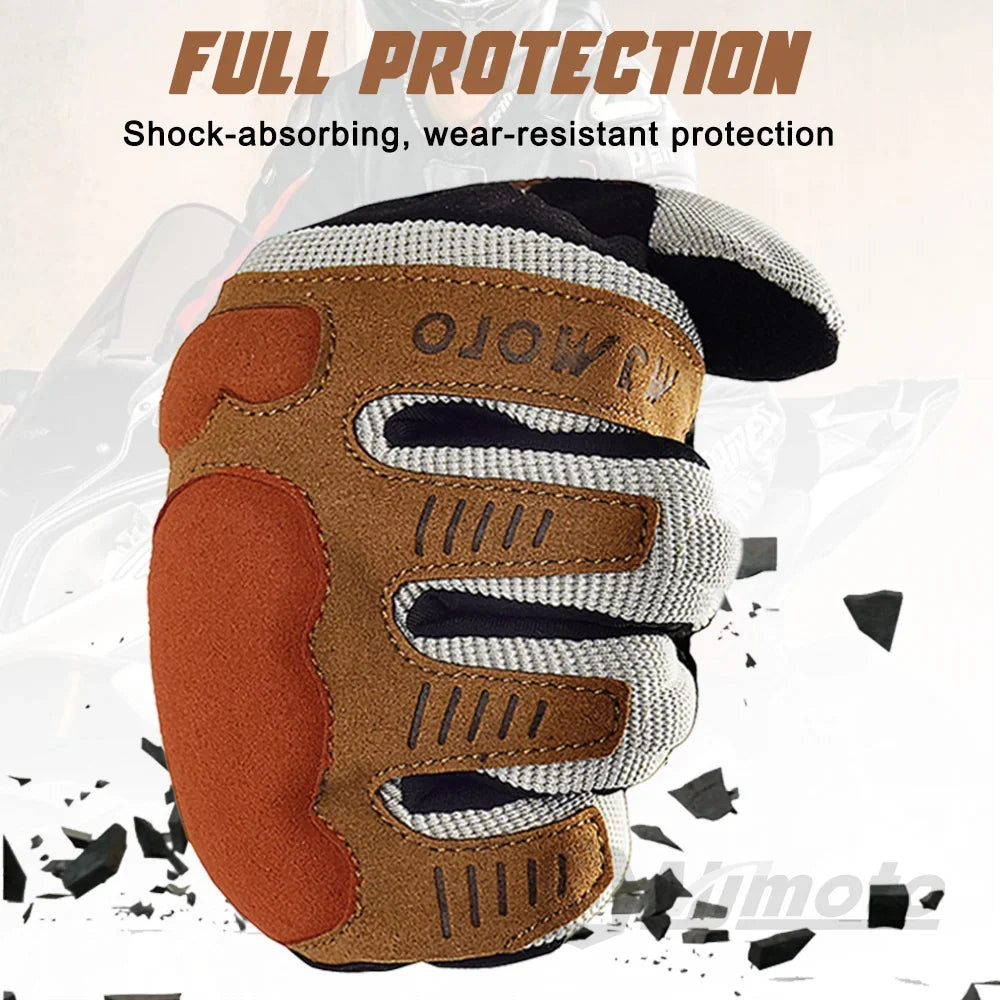 Dirtpaw Race Motorcycle Gloves Summer Breathable Motocross by BikerZoneZ tan suede with gray mesh on Tampa Home & Garden Store