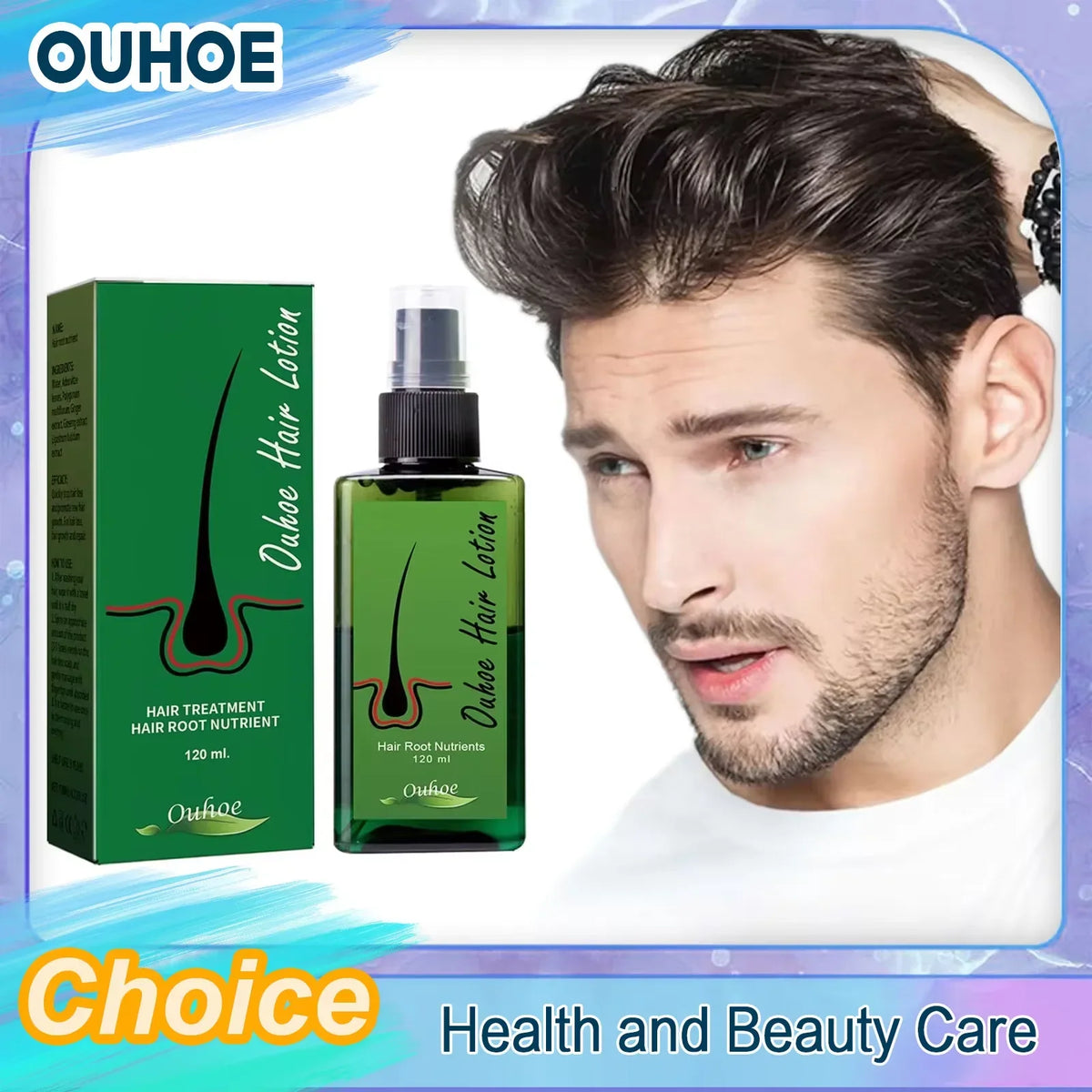 Hair Growth Spray by Silcy Skin green bottle beside green box promotes thicker hair on Tampa Home & Garden Store