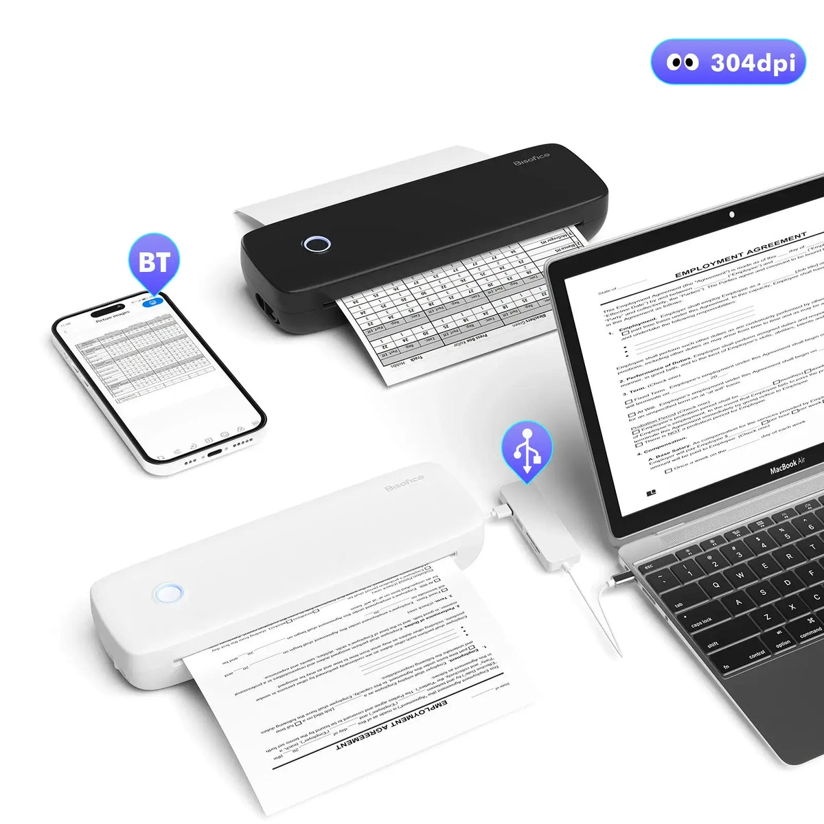 Two portable Bluetooth thermal label printers by UpTrend Deals, black wireless inkless USB on Tampa Home & Garden Store