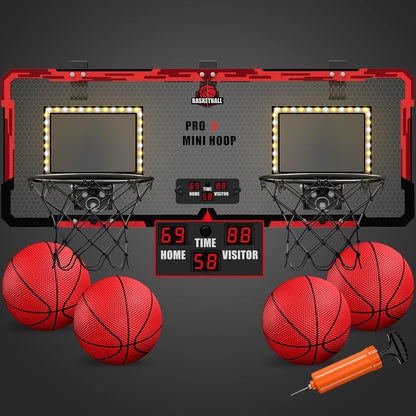 Dual mini basketball hoop set with red frames, LED backboards, scoreboard FLIPSTYLEZLLC on Tampa Home & Garden Store