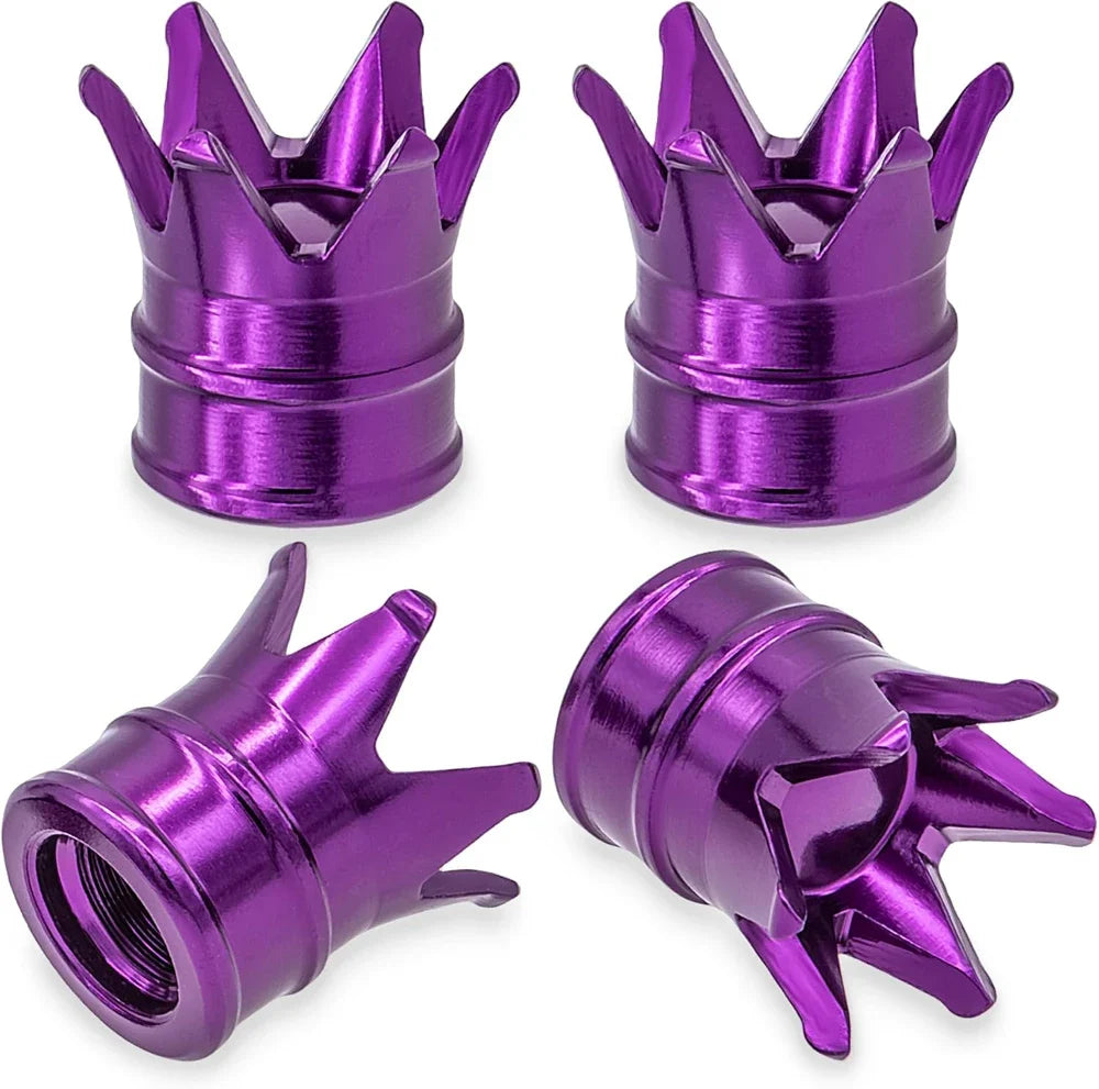 4pcs crown valve stem caps purple metal BikerZoneZ on Tampa Home & Garden Store