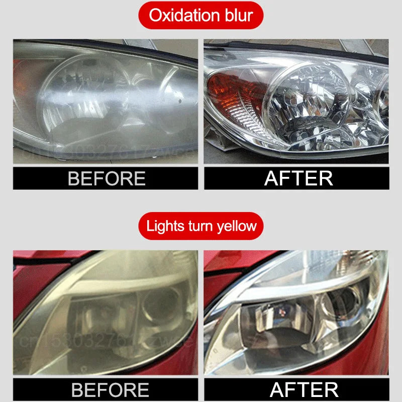 Car headlight restoration kit by UpTrend Deals; oxidation blur and yellowing before/after on Tampa Home & Garden Store