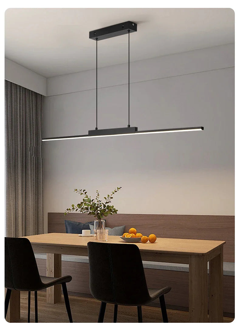 Modern Long Pendant Light – Minimalist Dining Room Chandelier for Kitchen & Living
