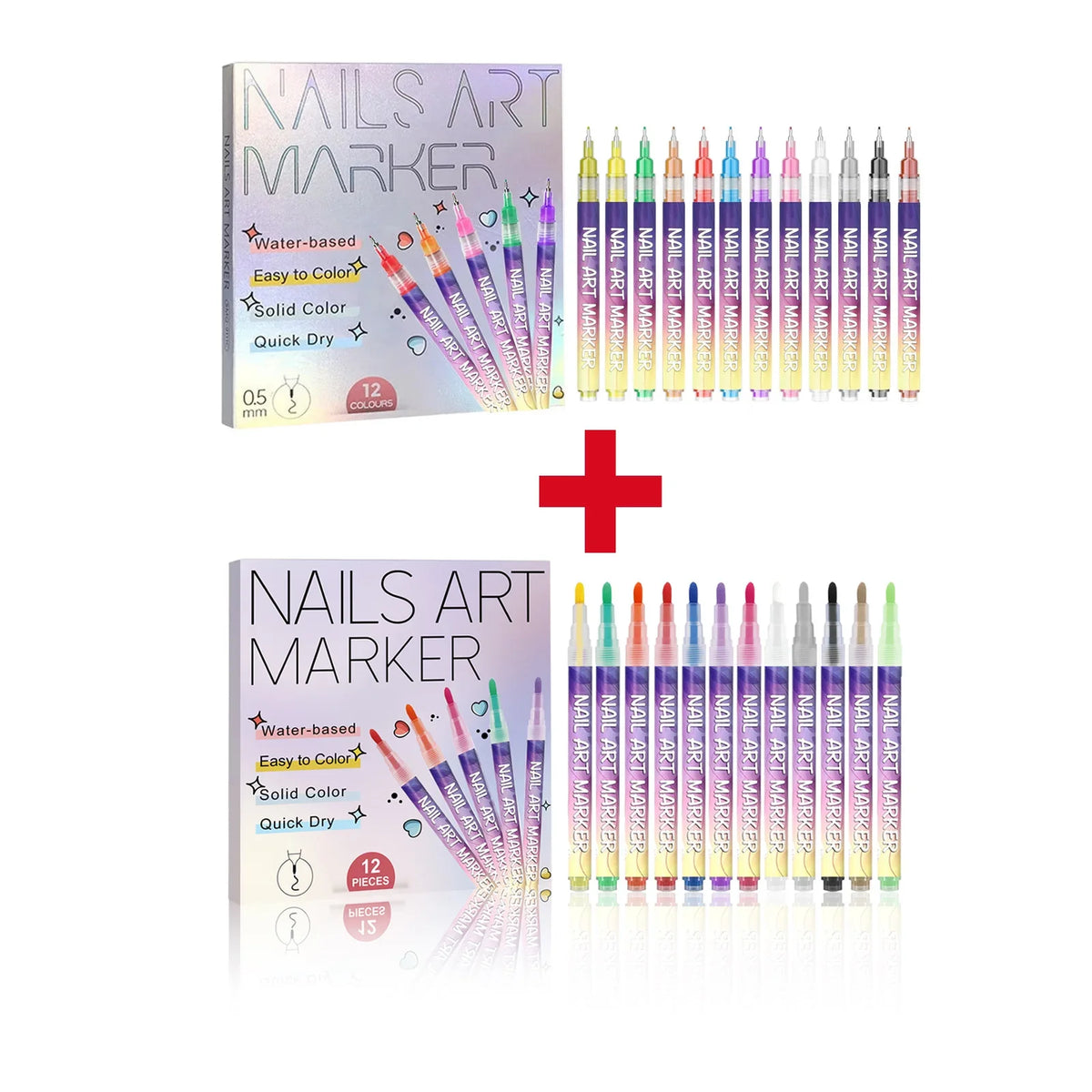 12pc Nail Art Graffiti Pen set by Silcy Skin in multicolor markers for DIY nail art on Tampa Home & Garden Store