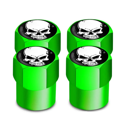 4Pcs green skull valve stem caps set for motor vehicle tires by BikerZoneZ on Tampa Home & Garden Store