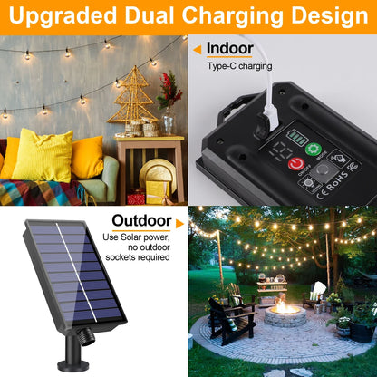 LED G40 Solar String Lights Outdoor Waterproof Shatterproof Hanging Lights