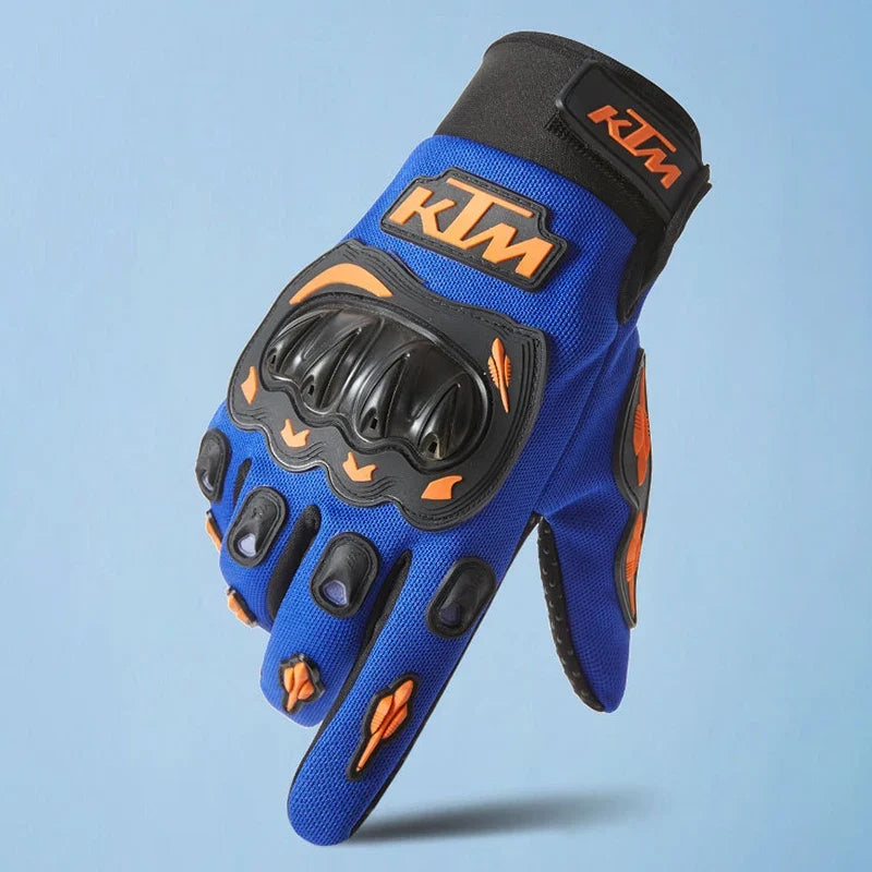 Waterproof & Anti-slip & Anti-fall Gloves blue with orange knuckle guard and KTM logos on Tampa Home & Garden Store