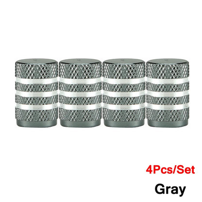 4Pcs gray valve stem caps set with knurled metal texture for tires on Tampa Home & Garden Store