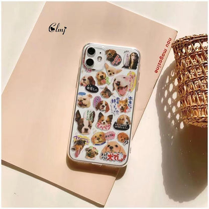 Cute Cat Dog Phone Case Stevvex clear silicone cover with cartoon animal sticker collage for iPhone models on Tampa Home & Garden Store