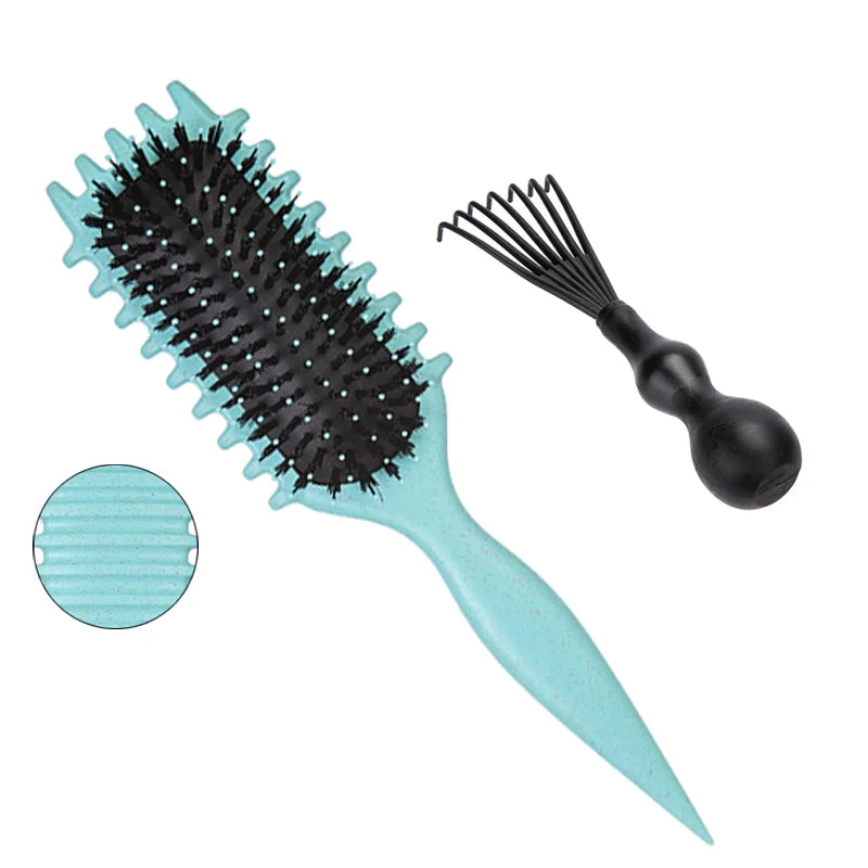 Turquoise detangling candy brush with black bristles and cleaning claw Silcy Skin hair tool on Tampa Home & Garden Store